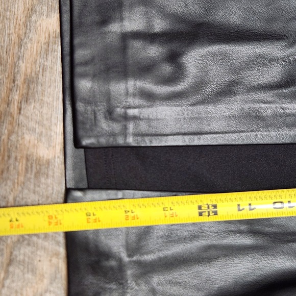 EXPRESS Faux Leather Midi Skirt with Front Slit Black Size XL Edgy Chic Pencil - Picture 11 of 14